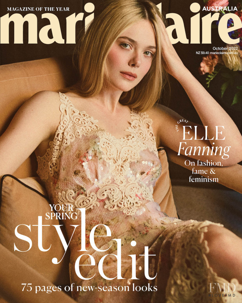Elle Fanning featured on the Marie Claire Australia cover from October 2022