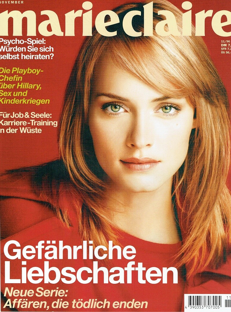 Amber Valletta featured on the Marie Claire Germany cover from November 1996