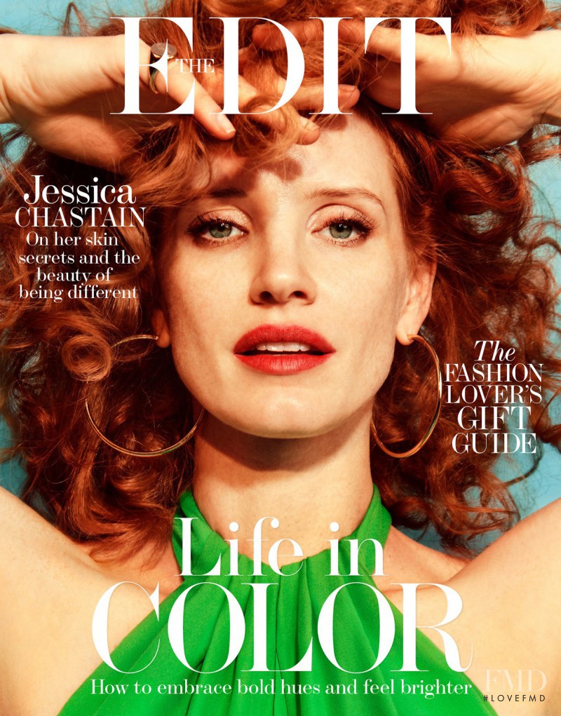 Jessica Chastain featured on the The Edit cover from December 2016
