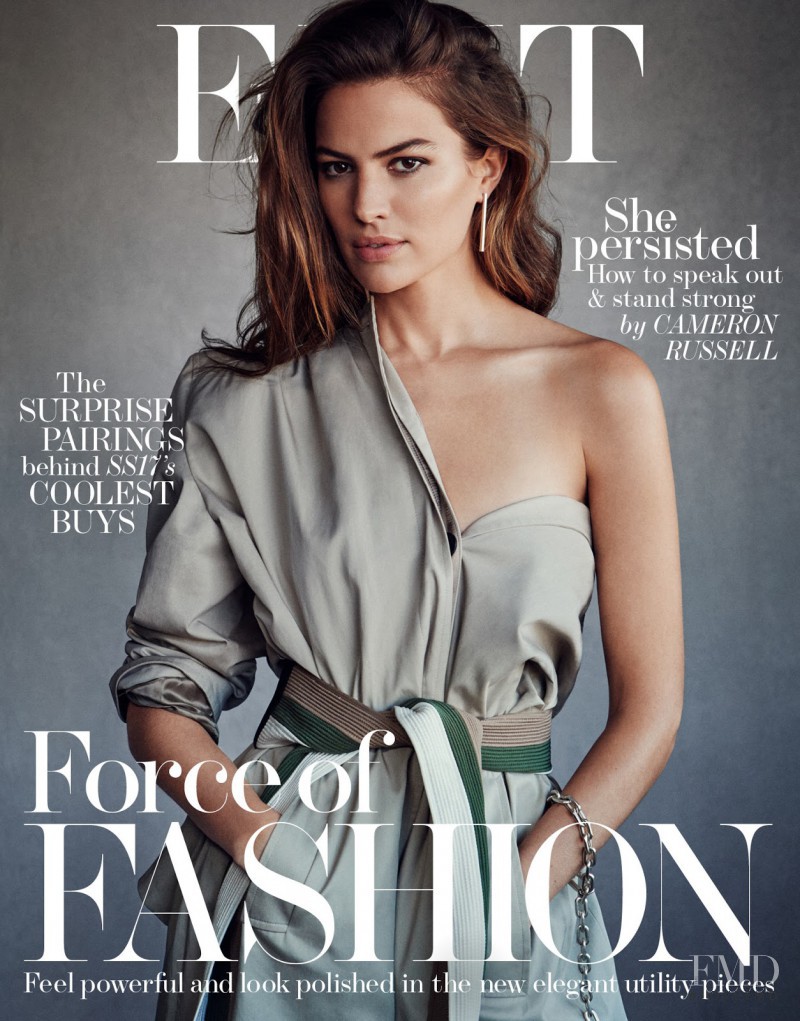 Cameron Russell featured on the The Edit cover from February 2017