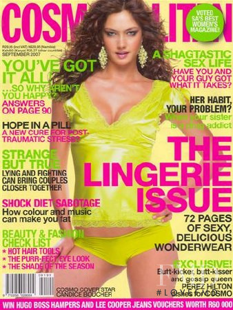 Candice Boucher featured on the Cosmopolitan South Africa cover from September 2007