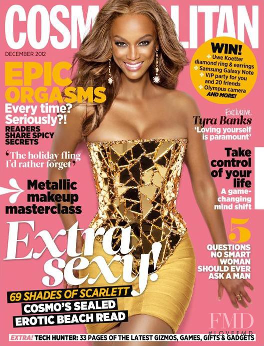 Tyra Banks featured on the Cosmopolitan South Africa cover from December 2012