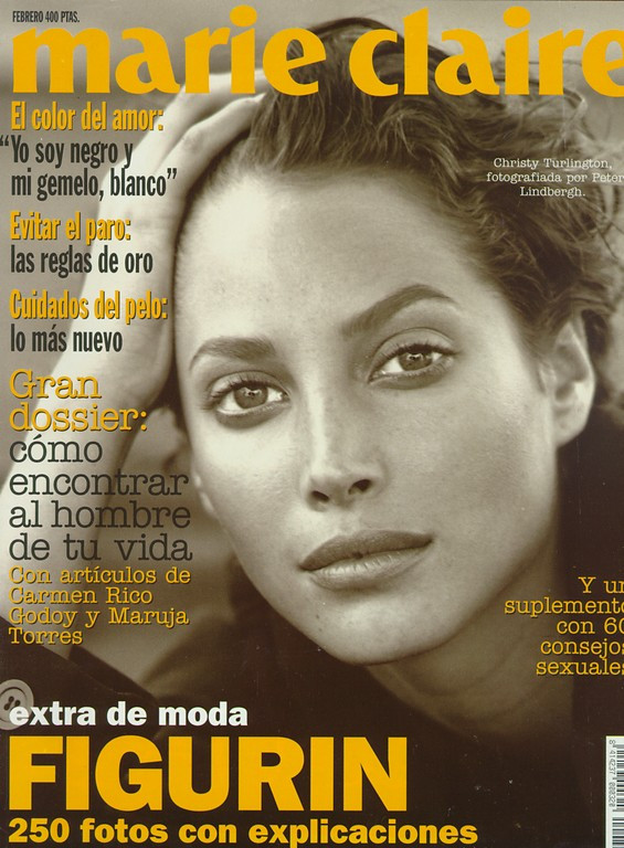 Christy Turlington featured on the Marie Claire Spain cover from February 1995