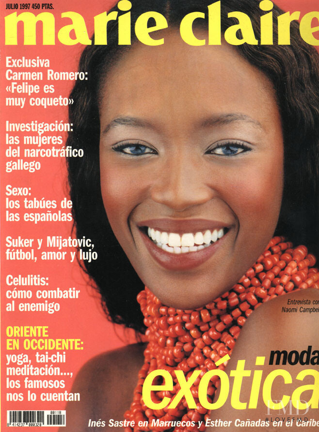 Naomi Campbell featured on the Marie Claire Spain cover from July 1997
