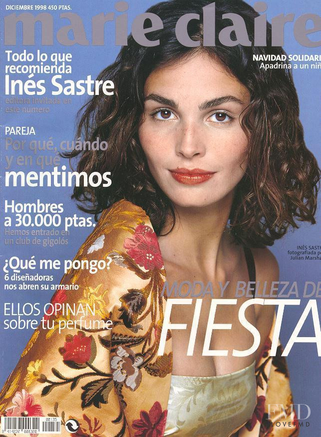 Ines Sastre featured on the Marie Claire Spain cover from December 1998