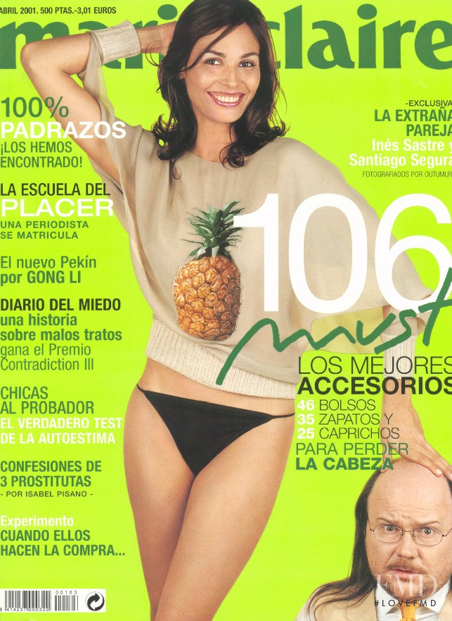 Ines Sastre featured on the Marie Claire Spain cover from April 2001