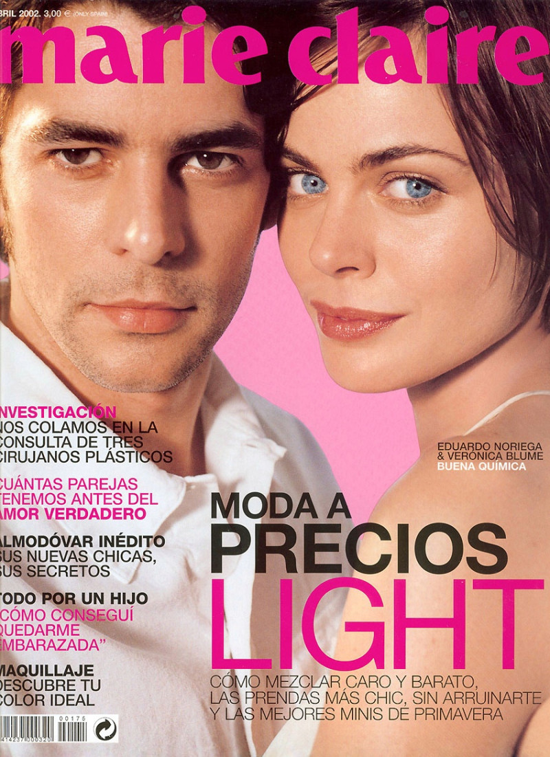 Eduardo Noriega featured on the Marie Claire Spain cover from April 2002