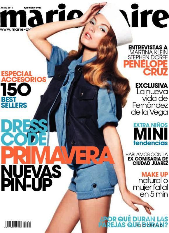 Mona Johannesson featured on the Marie Claire Spain cover from April 2011