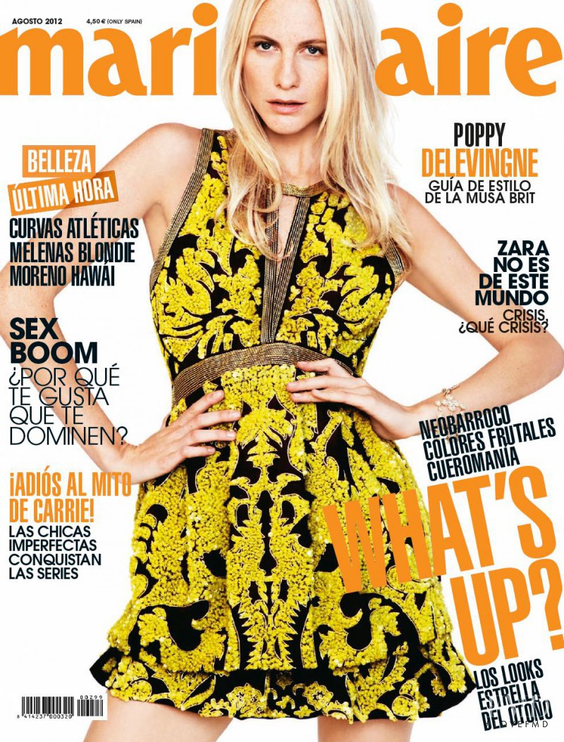 Poppy Delevingne featured on the Marie Claire Spain cover from August 2012