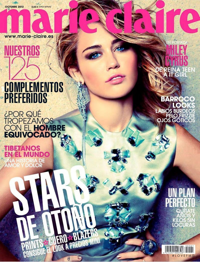 Miley Cyrus featured on the Marie Claire Spain cover from October 2012