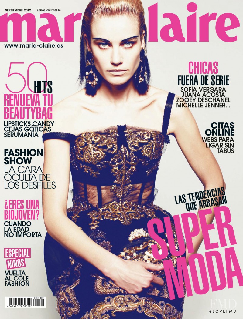Delfine Bafort featured on the Marie Claire Spain cover from September 2012