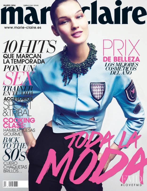 Kirsi Pyrhonen featured on the Marie Claire Spain cover from March 2014