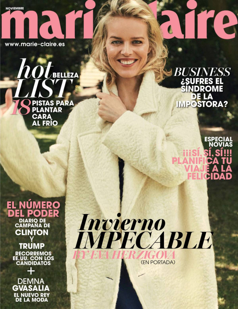 Eva Herzigova featured on the Marie Claire Spain cover from November 2016