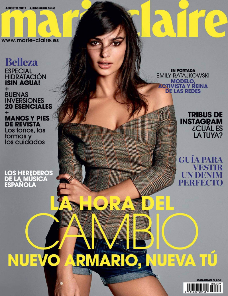 Emily Ratajkowski featured on the Marie Claire Spain cover from August 2017