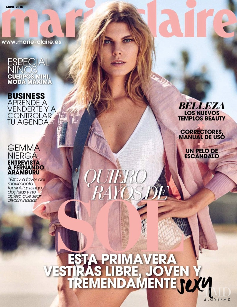 Maryna Linchuk featured on the Marie Claire Spain cover from April 2018