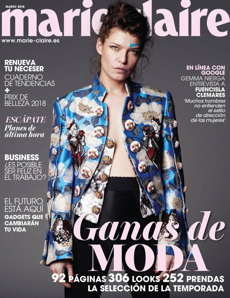Louise Pedersen featured on the Marie Claire Spain cover from March 2018