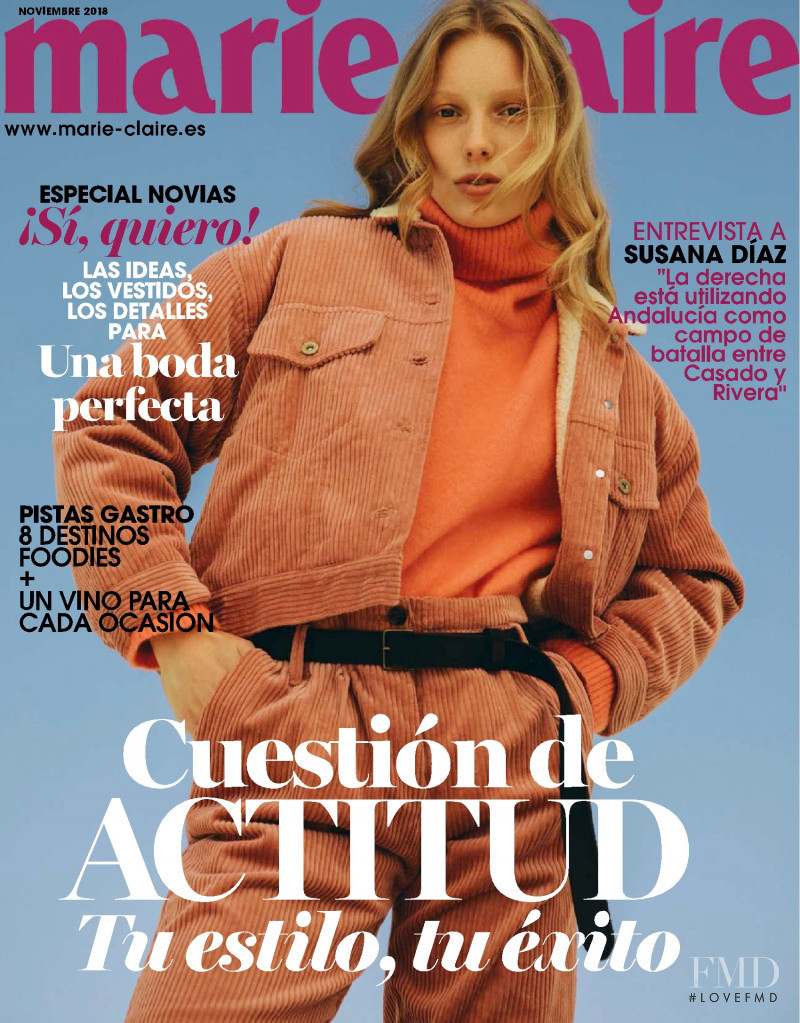 Demy de Vries featured on the Marie Claire Spain cover from November 2018