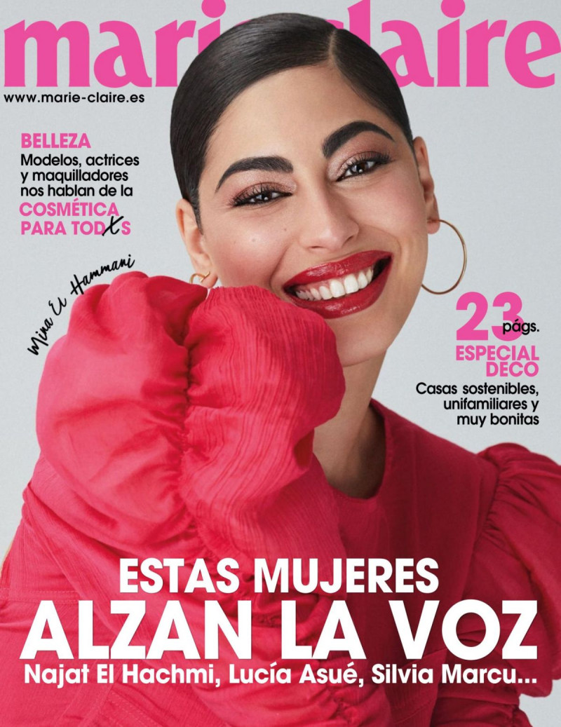 Mina El Hammani featured on the Marie Claire Spain cover from April 2021