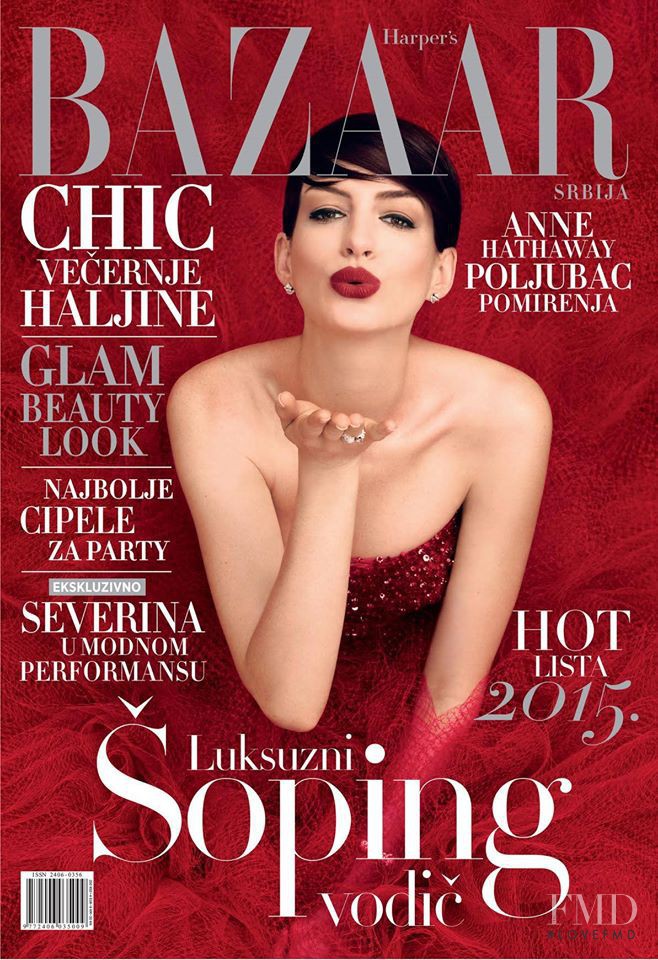 Anne Hathaway featured on the Harper\'s Bazaar Serbia cover from December 2014