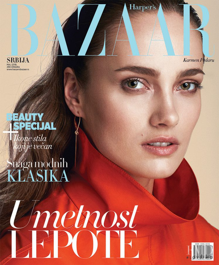 Karmen Pedaru featured on the Harper\'s Bazaar Serbia cover from May 2018