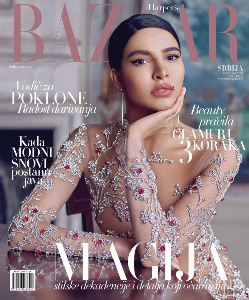 Sofia Symonds featured on the Harper\'s Bazaar Serbia cover from December 2019