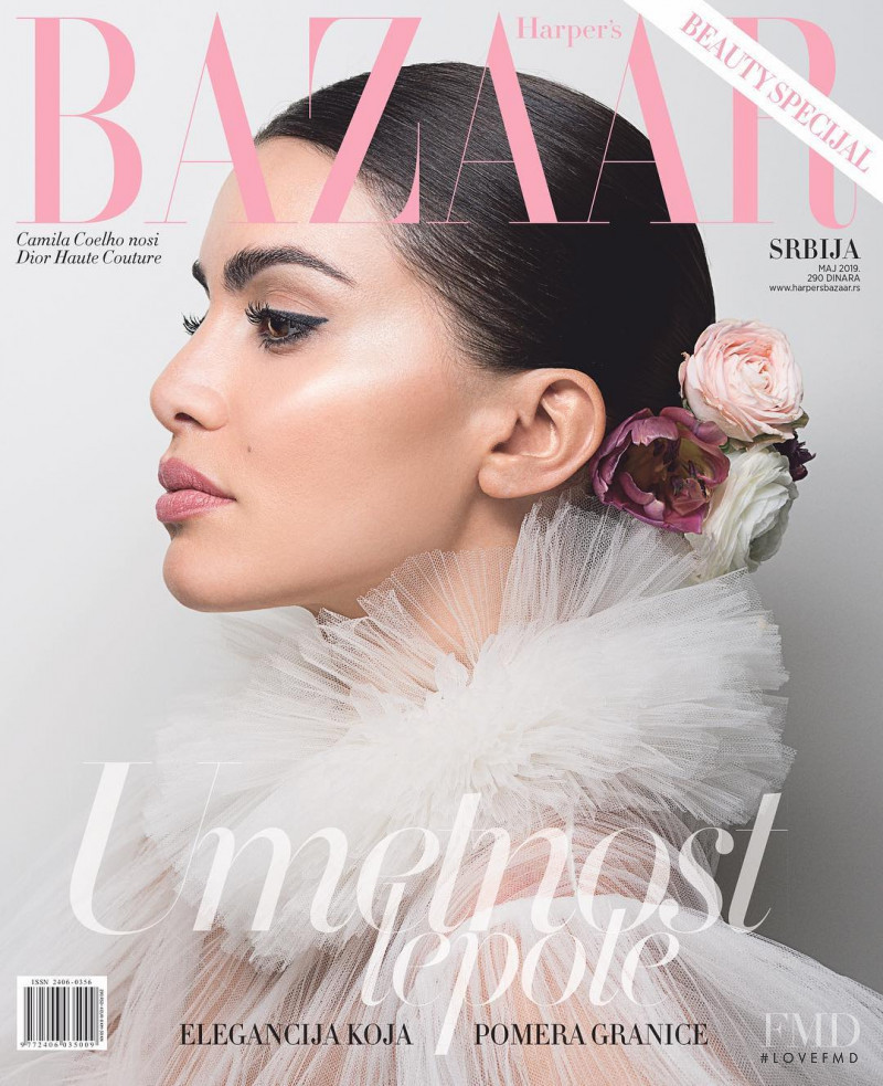 Camila Coelho featured on the Harper\'s Bazaar Serbia cover from May 2019