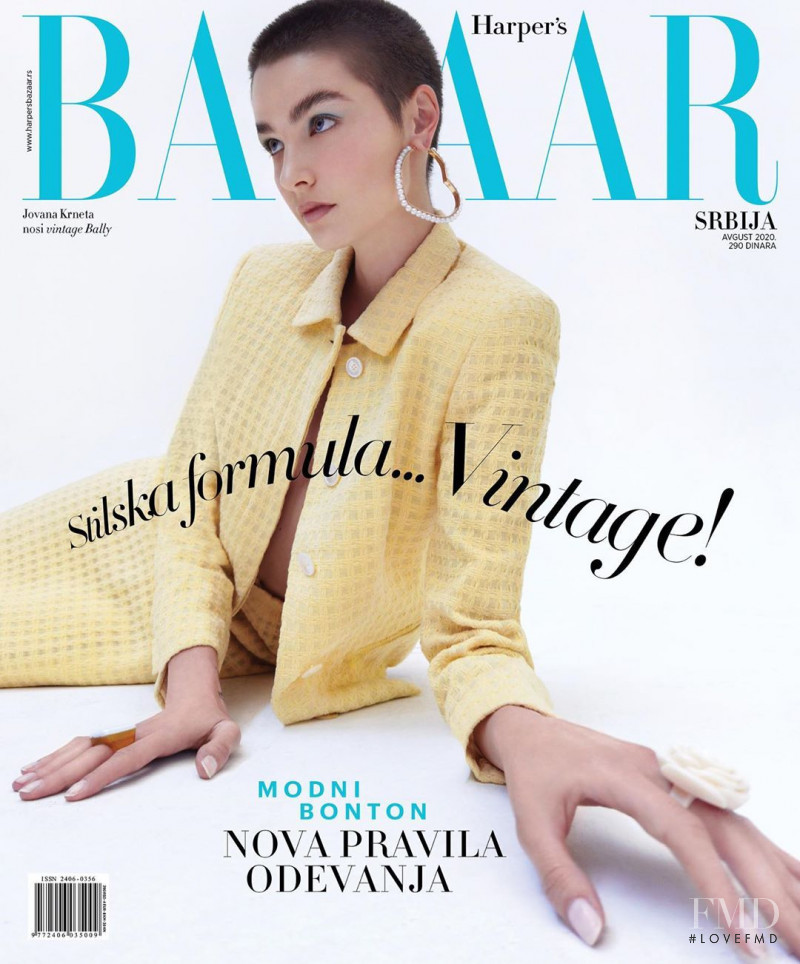 Jovana Krneta featured on the Harper\'s Bazaar Serbia cover from August 2020