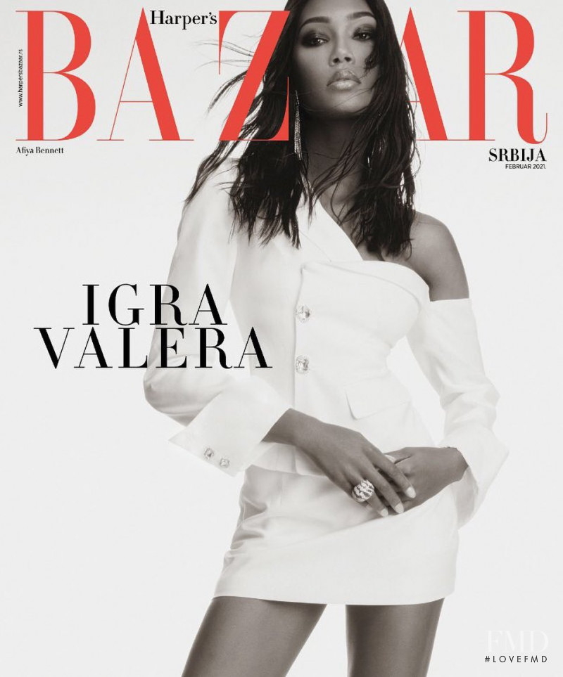 Afiya Bennett featured on the Harper\'s Bazaar Serbia cover from February 2021