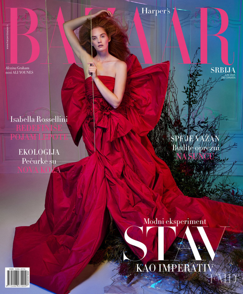 Alexina Graham featured on the Harper\'s Bazaar Serbia cover from June 2021