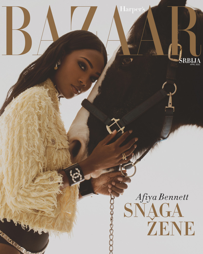 Afiya Bennett featured on the Harper\'s Bazaar Serbia cover from April 2022