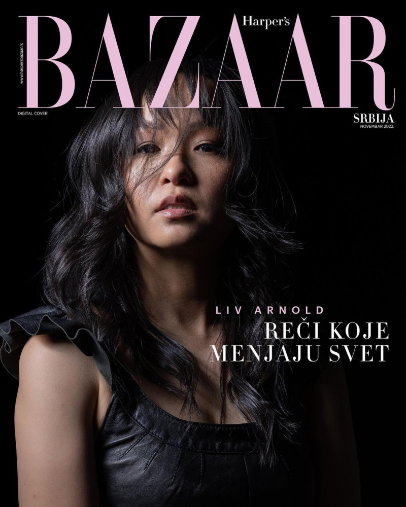 Liv Arnold featured on the Harper\'s Bazaar Serbia cover from November 2022