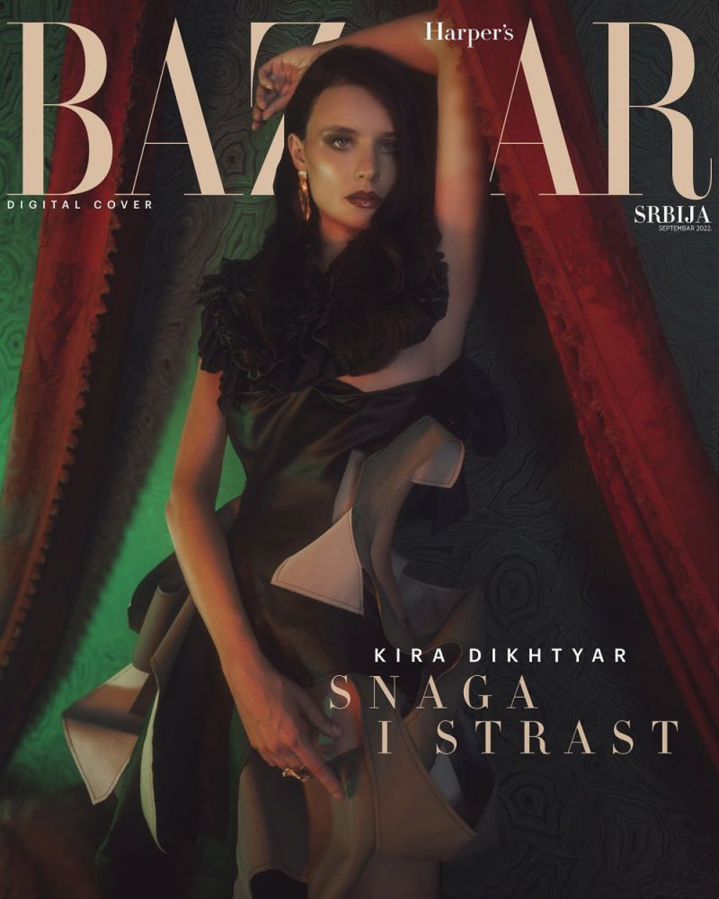 Kira Dikhtyar featured on the Harper\'s Bazaar Serbia cover from September 2022