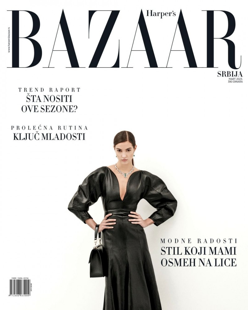 Camille Hurel featured on the Harper\'s Bazaar Serbia cover from March 2023