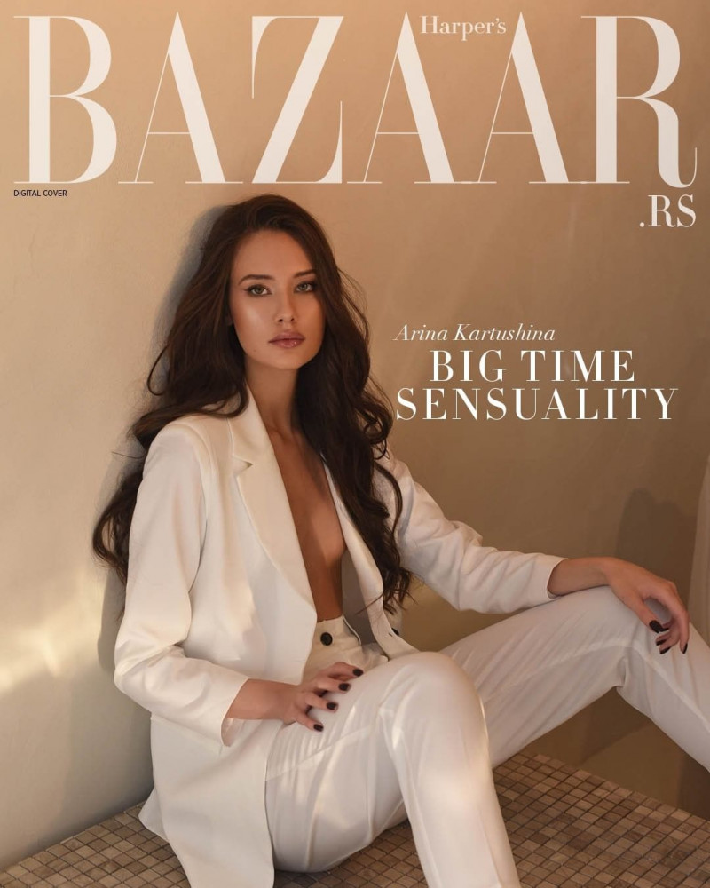 Arina Kartushina featured on the Harper\'s Bazaar Serbia cover from March 2023