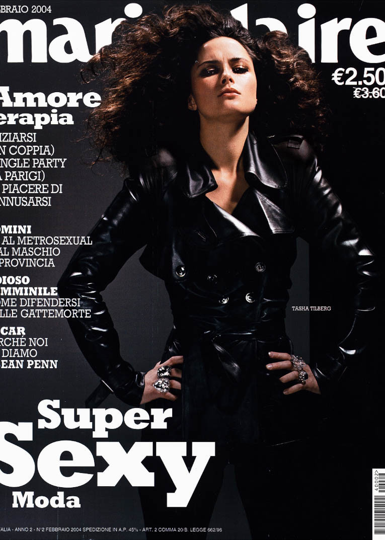 Tasha Tilberg featured on the Marie Claire Italy cover from February 2004
