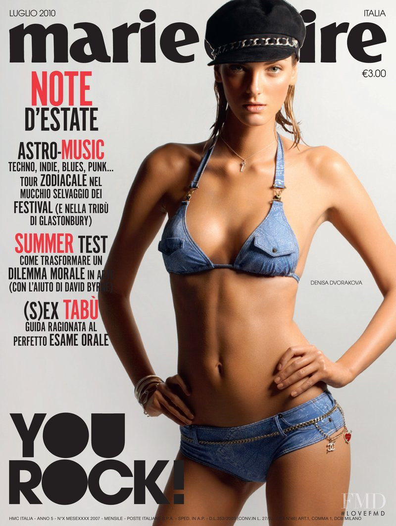 Denisa Dvorakova featured on the Marie Claire Italy cover from July 2010