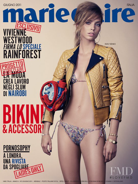 Emily Senko featured on the Marie Claire Italy cover from June 2011