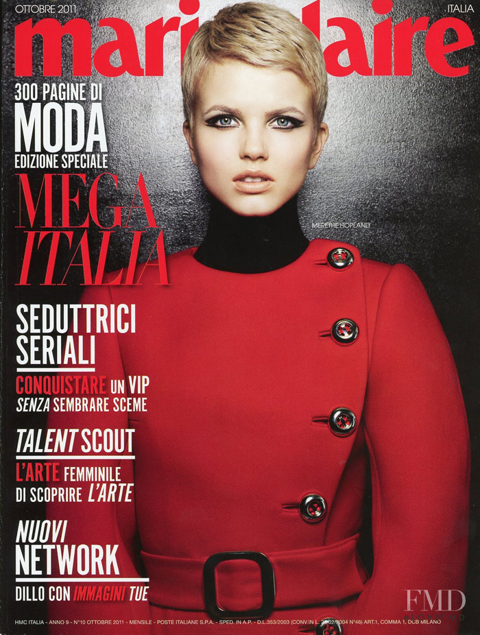 Merethe Hopland featured on the Marie Claire Italy cover from October 2011