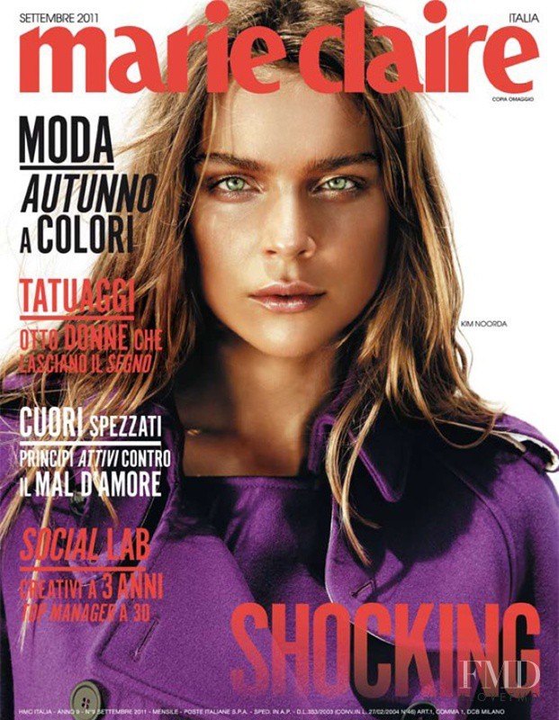 Kim Noorda featured on the Marie Claire Italy cover from September 2011
