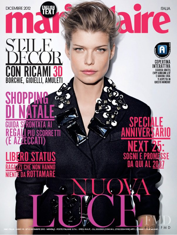 Louise Pedersen featured on the Marie Claire Italy cover from December 2012