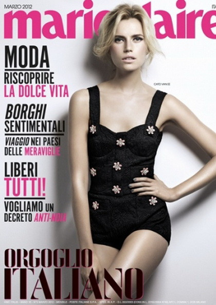 Cato van Ee featured on the Marie Claire Italy cover from March 2012