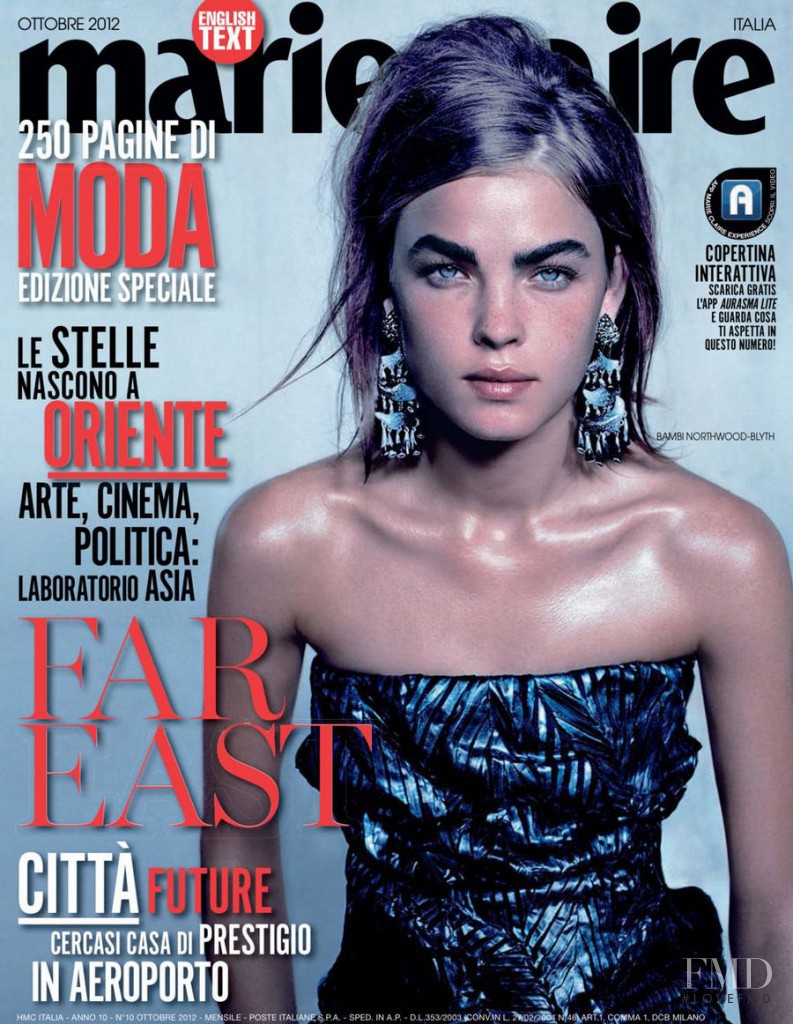 Bambi Northwood-Blyth featured on the Marie Claire Italy cover from October 2012