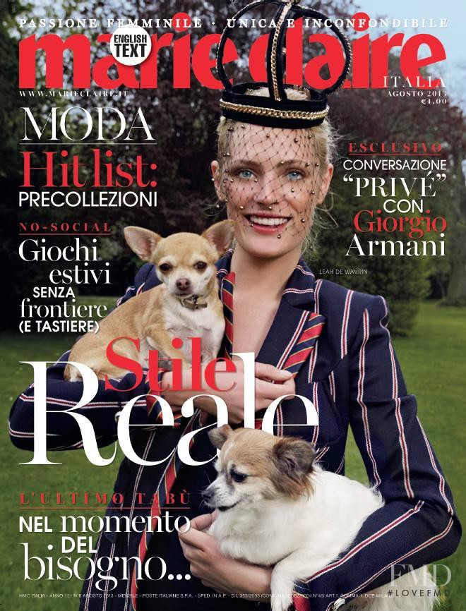 Leah de Wavrin featured on the Marie Claire Italy cover from August 2013