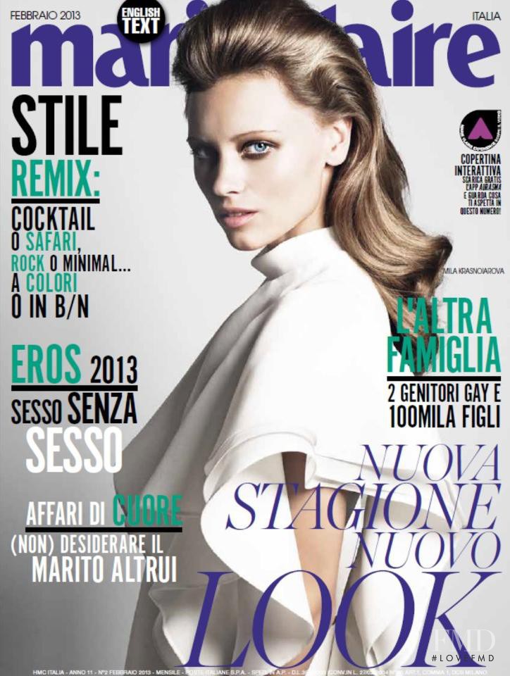 Mila Krasnoiarova featured on the Marie Claire Italy cover from February 2013