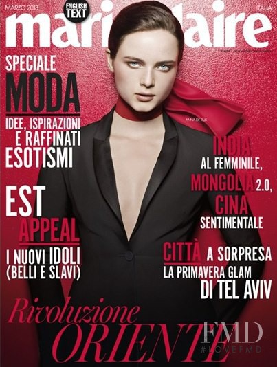 Anna de Rijk featured on the Marie Claire Italy cover from March 2013
