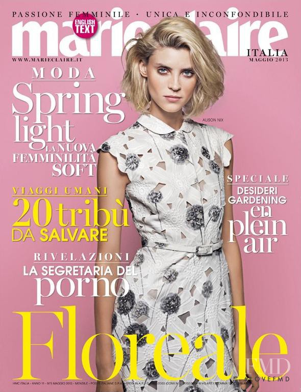 Alison Nix featured on the Marie Claire Italy cover from May 2013