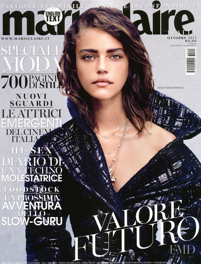 Daria Pleggenkuhle featured on the Marie Claire Italy cover from October 2013
