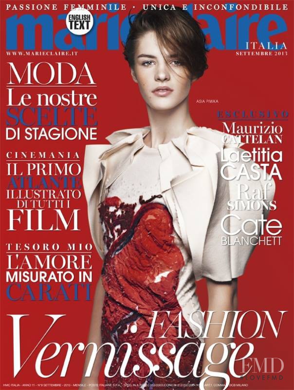 Asia Piwka featured on the Marie Claire Italy cover from September 2013