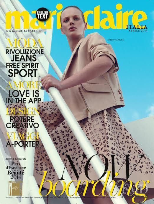Anne Vyalitsyna featured on the Marie Claire Italy cover from April 2014