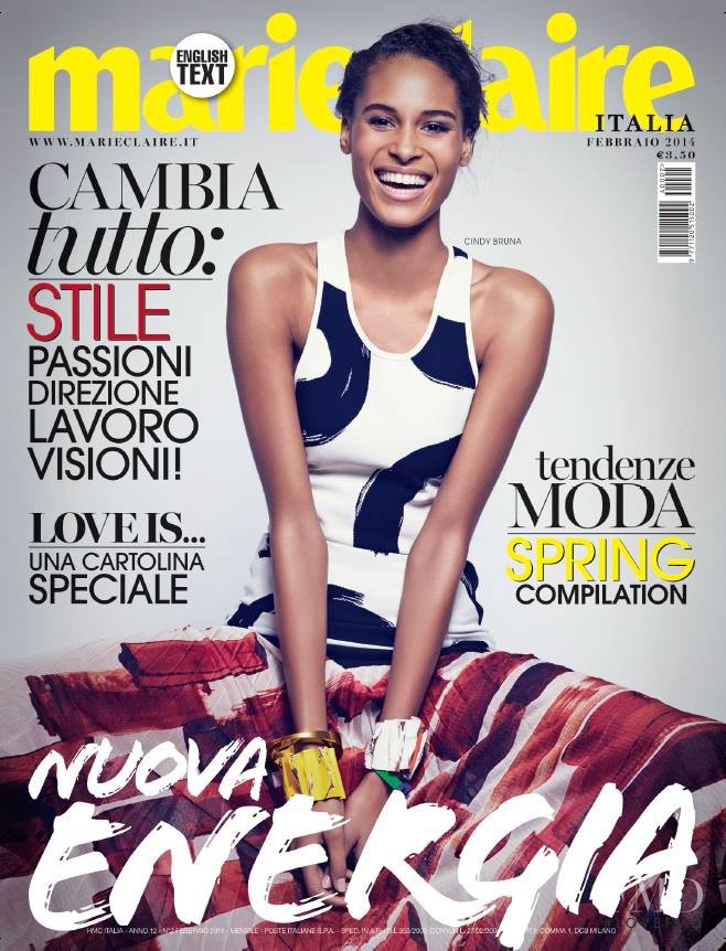 Cindy Bruna featured on the Marie Claire Italy cover from February 2014